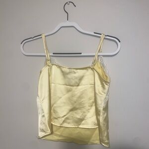 Yellow Divided Cami Top with cute Lace Trim